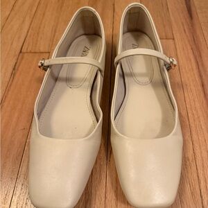 Zara Beige Mary Jane Flats